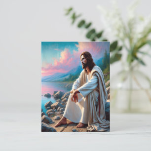 Jesus Tranquil Saviour in Divine Reflection Postcard