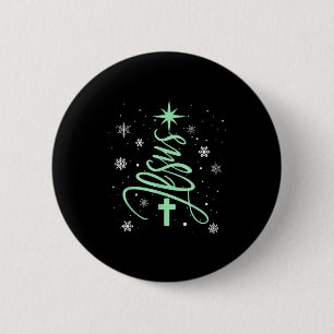 Jesus Tree Christian Christmas Faith Snowflakes Cr 2 Inch Round Button