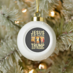 Jesus Trump - Jesus Is My Lord Saviour Ceramic Ball Christmas Ornament
