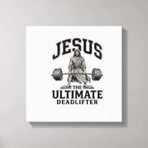 Jesus Ultimate Deadlifter Vintage Gym Shirt Design Canvas Print