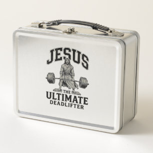 Jesus Ultimate Deadlifter Vintage Gym Shirt Design Metal Lunch Box