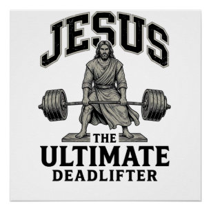 Jesus Ultimate Deadlifter Vintage Gym Shirt Design Poster