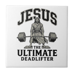 Jesus Ultimate Deadlifter Vintage Gym Shirt Design Tile