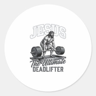 Jesus Ultimate Deadlifter Vintage Vector Shirt Des Classic Round Sticker