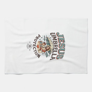 Jesus Umbrella Protection Jesus Umbrella Protectio Kitchen Towel