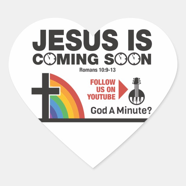 Jésus Vient Bientôt Stickers Coeur 20 par feuille (Devant)