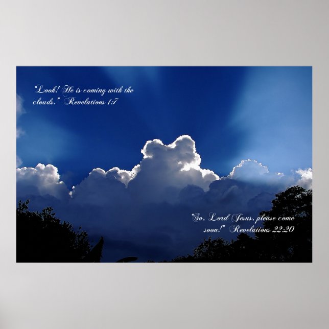 Jésus vient dans les nuages Inspirationnel Poster (Devant)