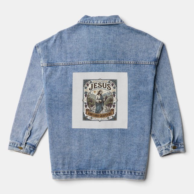Jesus Vineyard Grapevine Jesus Vineyard Grapevine  Denim Jacket (Back)