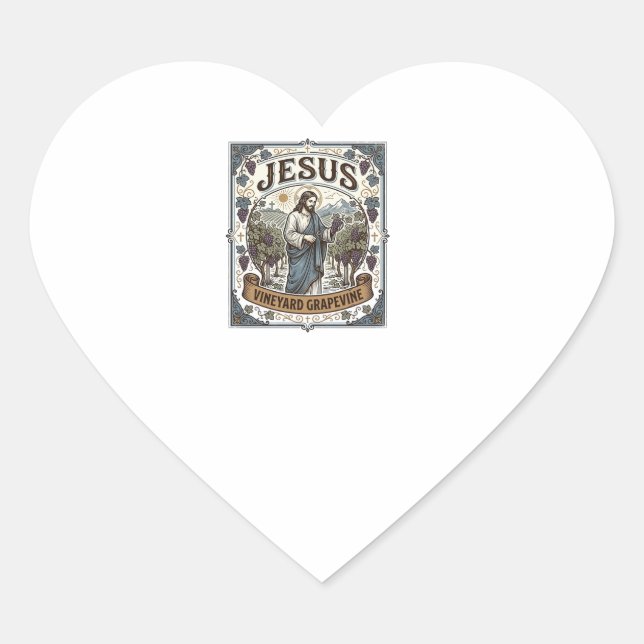 Jesus Vineyard Grapevine Jesus Vineyard Grapevine  Heart Sticker (Front)
