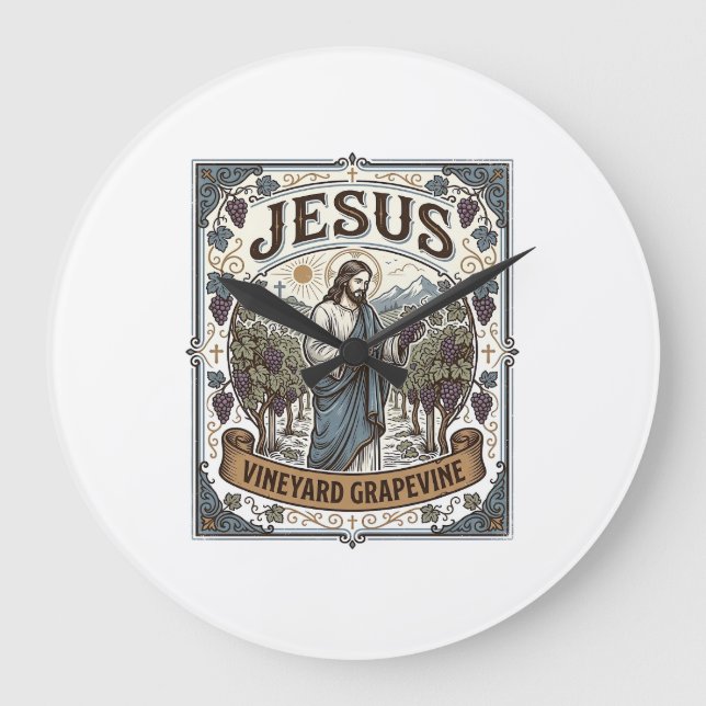 Jesus Vineyard Grapevine Jesus Vineyard Grapevine  Large Clock (Front)