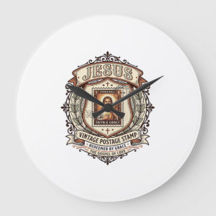 Jesus Vintage Postage Stamp Jesus Vintage Postage Large Clock