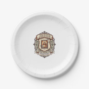 Jesus Vintage Postage Stamp Jesus Vintage Postage Paper Plate