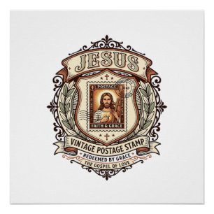 Jesus Vintage Postage Stamp Jesus Vintage Postage  Poster