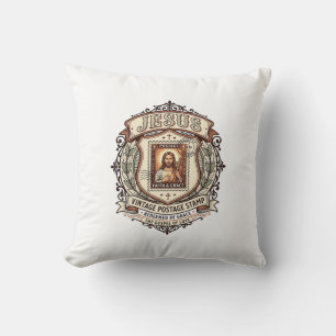 Jesus Vintage Postage Stamp Jesus Vintage Postage Throw Pillow