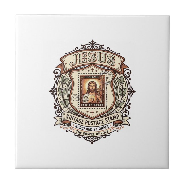 Jesus Vintage Postage Stamp Jesus Vintage Postage  Tile (Front)