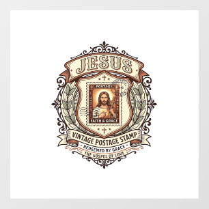 Jesus Vintage Postage Stamp Jesus Vintage Postage Window Cling