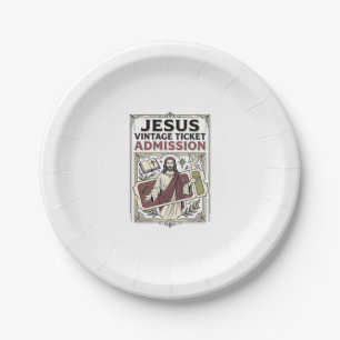 Jesus Vintage Ticket Admission Jesus Vintage Ticke Paper Plate