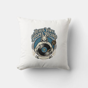 Jesus Vinyl Gospel Record Jesus Vinyl Record Chris Throw Pillow