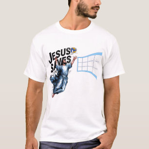 Jesus Volleyball Saves Funny Christian Faith T-Shirt