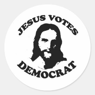 Jesus votes democrat classic round sticker