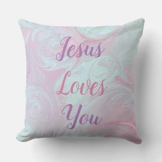 Jésus vous aime Marbre Coussin décoratif (Recto)