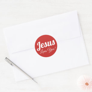 Jesus Vous Aime Sticker Rond Classique