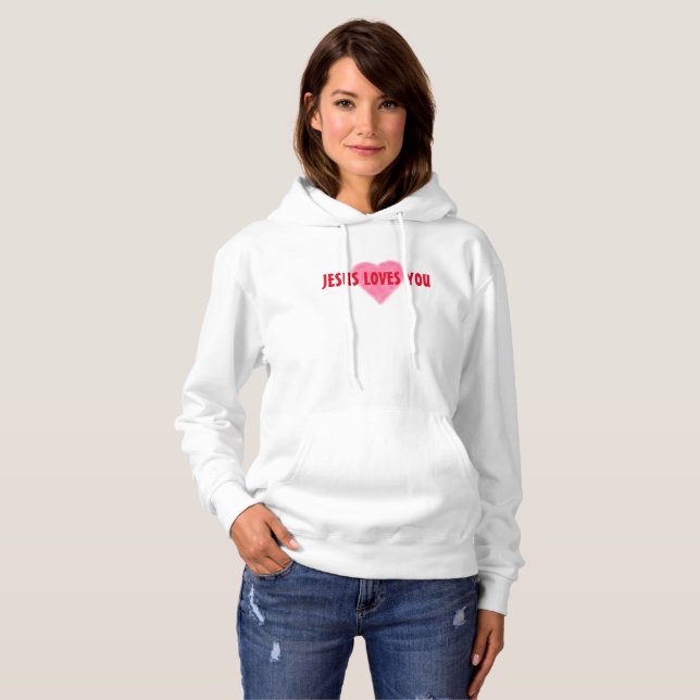 JÉSUS VOUS AIME Sweat - shirt à capuche (Devant entier)