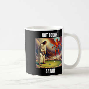 Jesus Vs Satan Playing Golf - Not Today Satan Coffee Mug