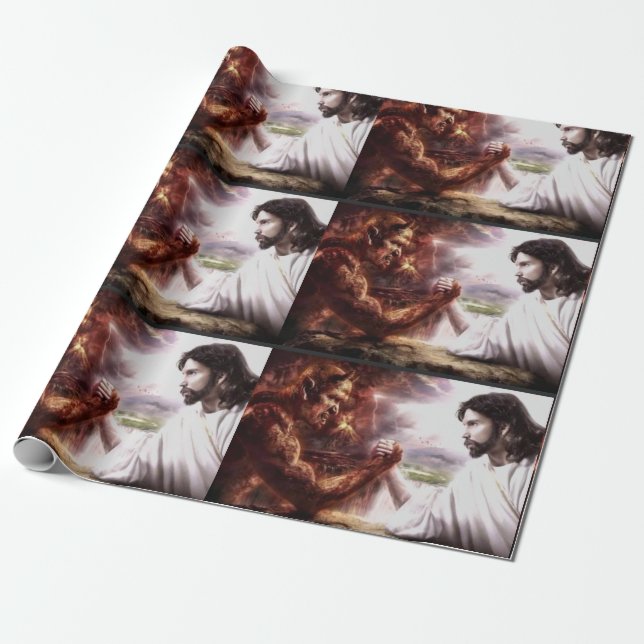 JESUS VS the DEVIL Wrapping Paper (Unrolled)