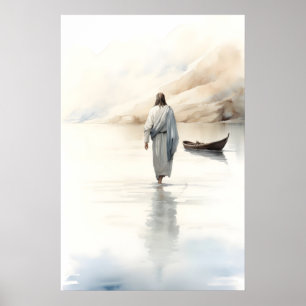 Jesus Walking On Water Christian Art Jesus Art Poster