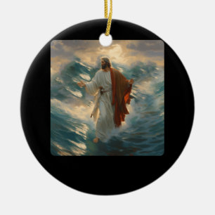 Jesus Walking On Water Evangelical Christian Chris Ceramic Ornament
