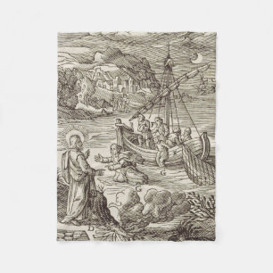 Jesus walking on water fleece blanket