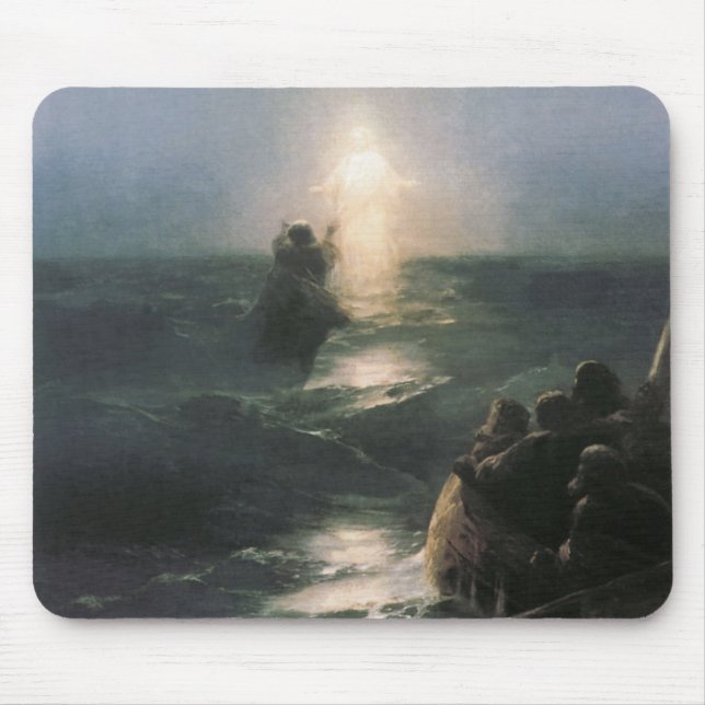 Jesus Walking on Water, Ivan Aivazovsky Painting Mouse Pad (Front)
