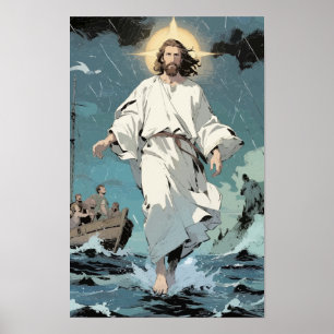 Jesus Walking on Water Poster – Faith Over Fear