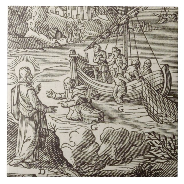 Jesus walking on water tile (Front)