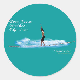 jesus walking the line classic round sticker