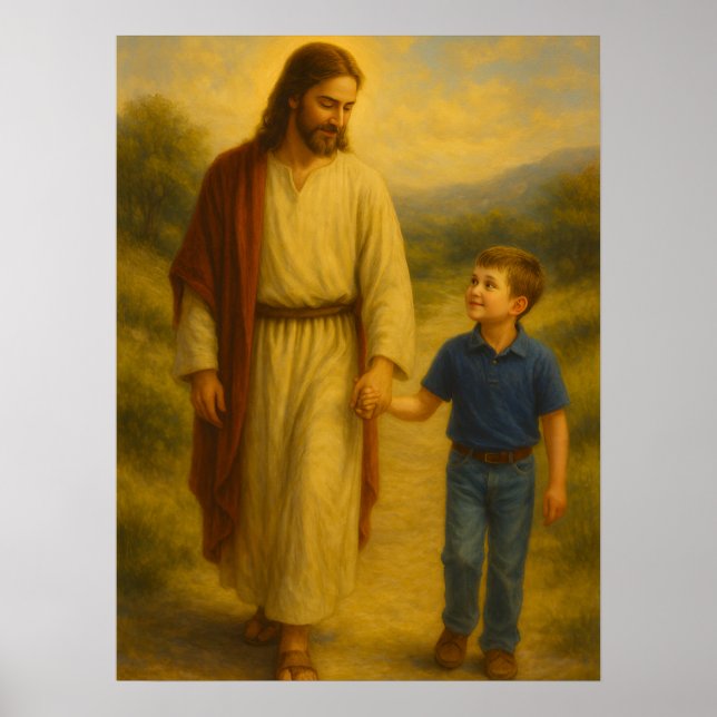 Jesus Walking With Boy™ LDS Wall Art Poster (Front)