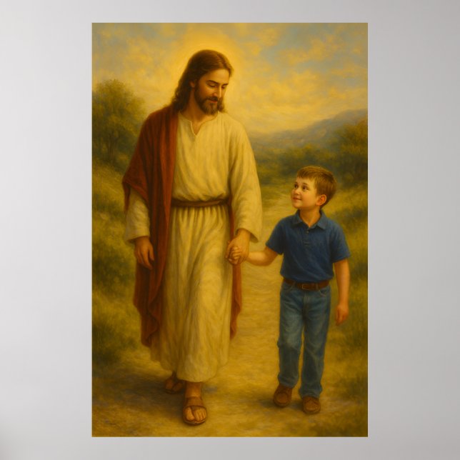 Jesus Walking With Boy™ LDS Wall Art Poster (Front)