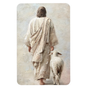 Jesus Walking with the Lamb Magnet