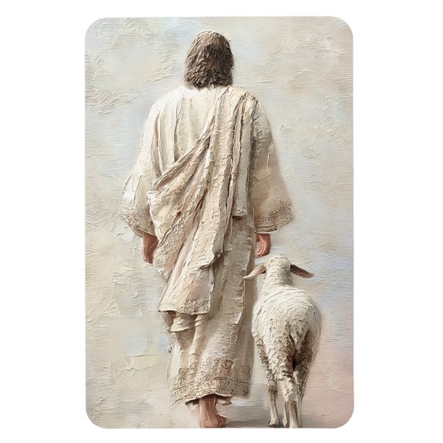Jesus Walking with the Lamb Magnet (Vertical)