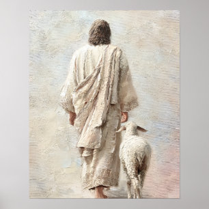 Jesus Walking with the Lamb Poster