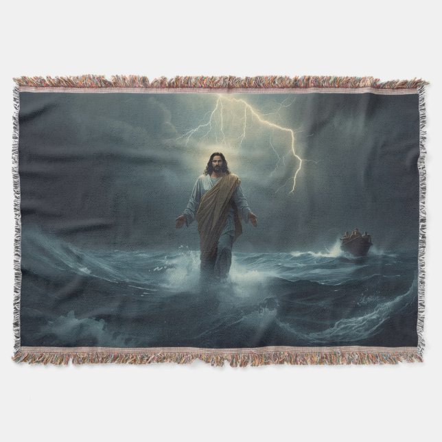 Jesus Walks on Water: Christian Blanket (Front)