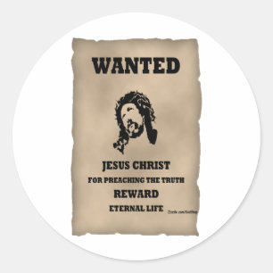 Jesus Wanted Poster Classic Round Sticker