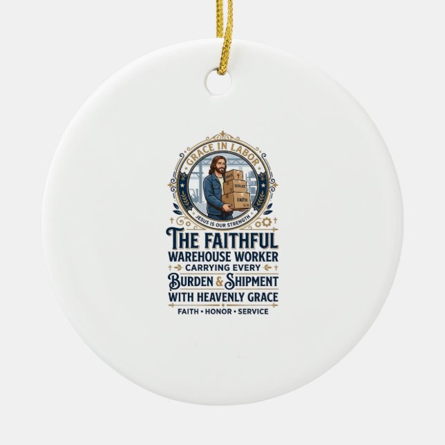 Jesus Warehouse Logistics Graphic Tee Christian Ar Ceramic Ornament (Front)