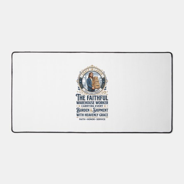 Jesus Warehouse Logistics Graphic Tee Christian Ar Desk Mat (Front)