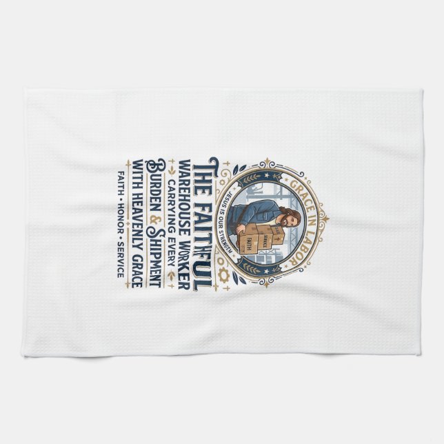 Jesus Warehouse Logistics Graphic Tee Christian Ar Kitchen Towel (Horizontal)