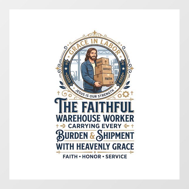 Jesus Warehouse Logistics Graphic Tee Christian Ar Window Cling (Sheet)