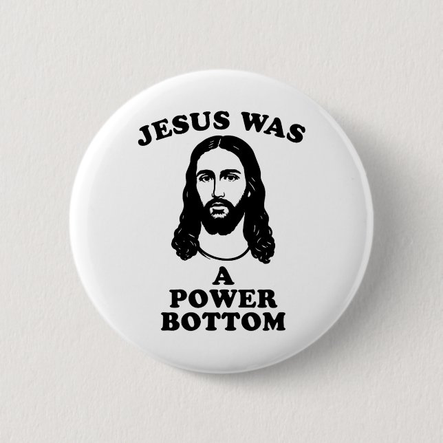 Jesus Was A Power Bottom Funny Pride Christmas Gag 2 Inch Round Button (Front)