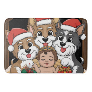 Jesus was born yorkies adoring bath mat