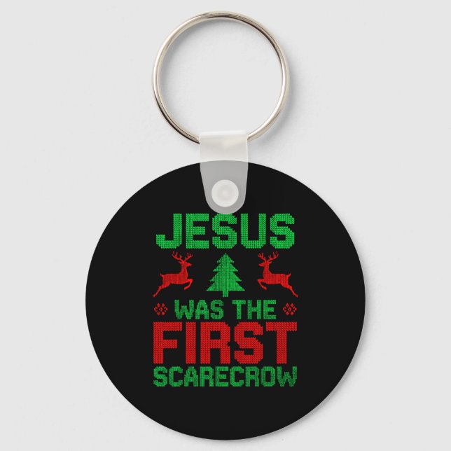 Jesus Was The First-ecrow Reindeer Ugly Sweater Xm Keychain (Front)
